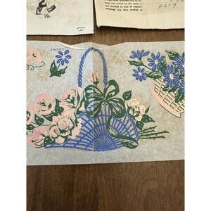 Laura Wheeler Transfer Pattern Needlecraft Floral Bouquet 29.5" Vintage 1954